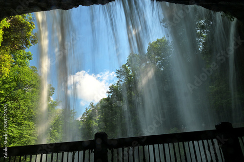 Behind Dry Falls, Highlands NC - walking behind a mountain cascading waterfall