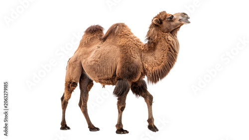 Tableau sur toile Two humped bactrian camel standing in profile isolated on transparent background