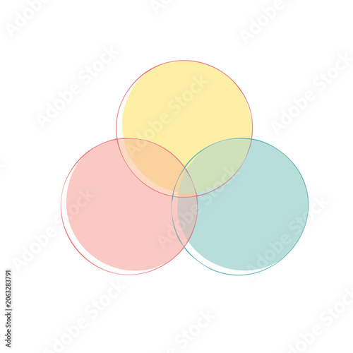 Flat design Venn diagram with three overlapping circles