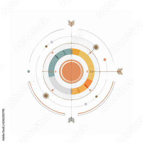 Flat vector target diagram with arrows