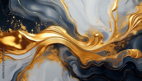 abstract fluid art with metallic gold accents