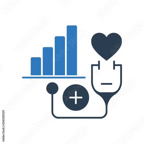 Healthcare Graph Chart Icon - Stethoscope Icon