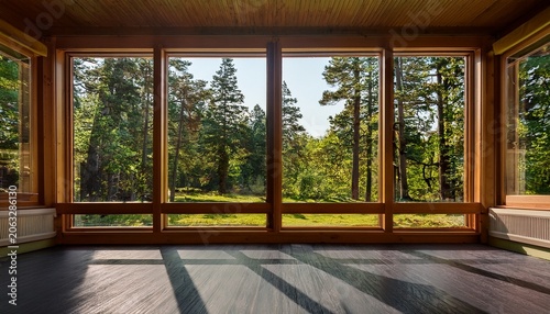 serene forest view through expansive window