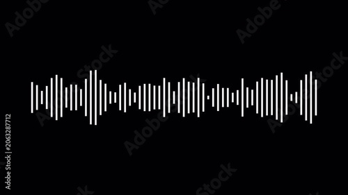 Audio wave visualization on a transparent background, digital sound wave and frequency level display, audio waveform spectrum animation, Audio Equalizer Background Animation in 4k.
