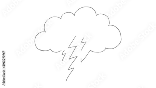A simple line of a cloud with lightning storm weather