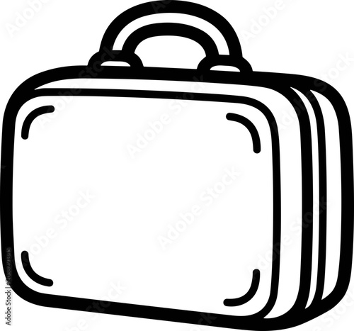 Photos Simple Line Art of a Briefcase or Suitcase, Isolated on White Background