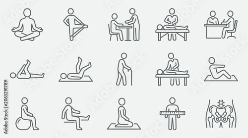 Foto Physical Therapy Vector Line Icons Set