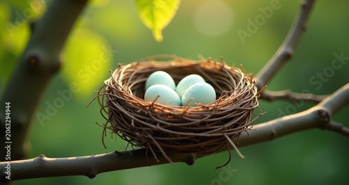 Bird Nest With Eggs In Tree Spring Life