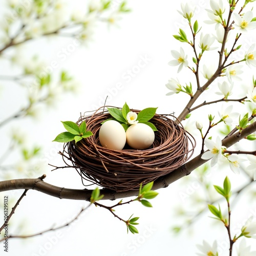 Bird Nest With Eggs In Tree Spring Life