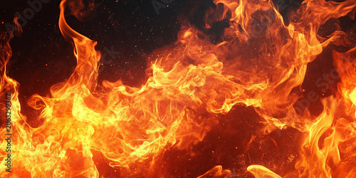 Background with flames in red and yellow on a dark background