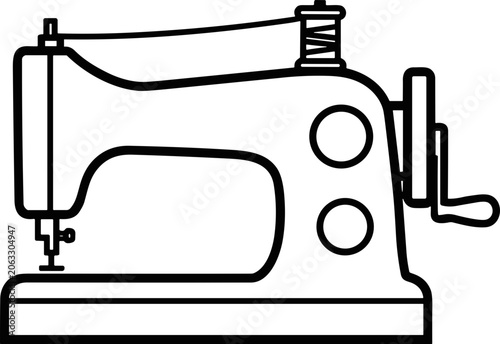 Canvas Print Vintage Sewing Machine Illustration - Classic Craft Tool