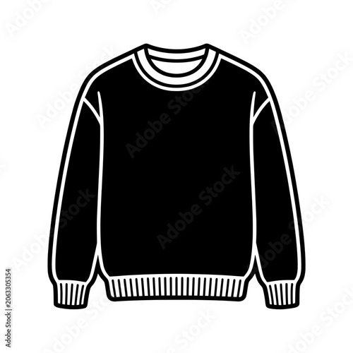 Black Long Sleeve Crewneck Sweatshirt Jumper Apparel Vector Illustration