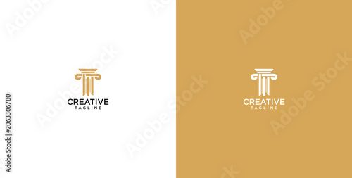 Foto Modern Gold Classical Column Logo Design for Law Firm, Education, or Architectur