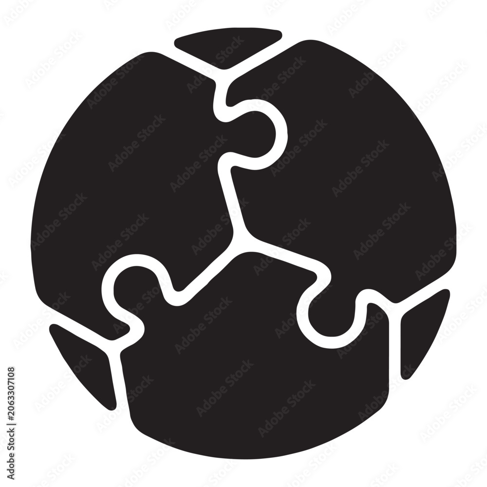 Fototapeta premium Puzzle piece Football silhouette black and white graphic design
