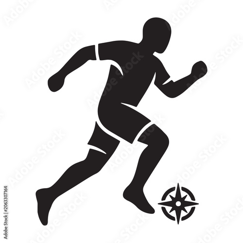 Running person Silhouette Against Transparent Background Minimalist Black Design