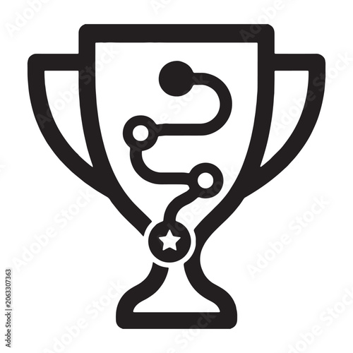 Trophy With Route Icon Black Silhouette On Transparent Background