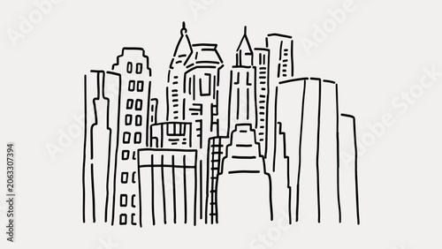 New York City landscape sketch. Not AI