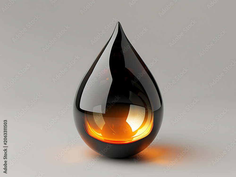 Fototapeta premium Minimalist artistic representation of an oil drop as a symbol for petroleum and gas industry.