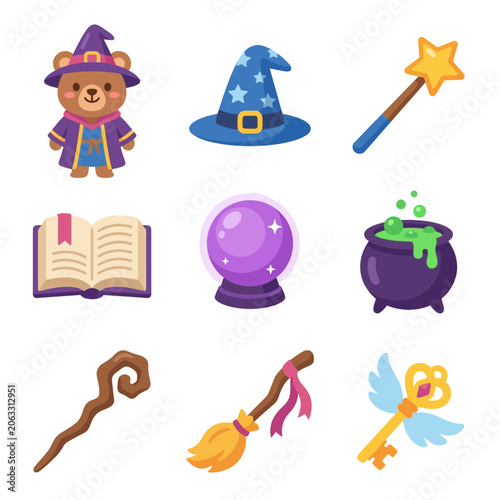 Cartoon bear in wizard costume.