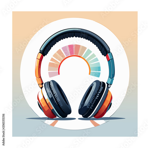 Colorful flat design headphones illustration