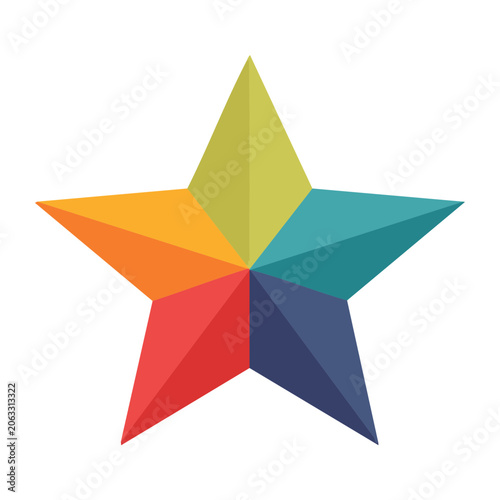 Colorful flat design star with transparent background