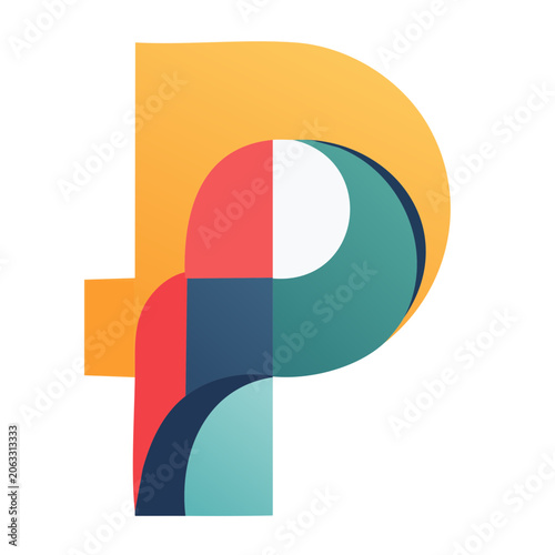 Colorful geometric letter P illustration