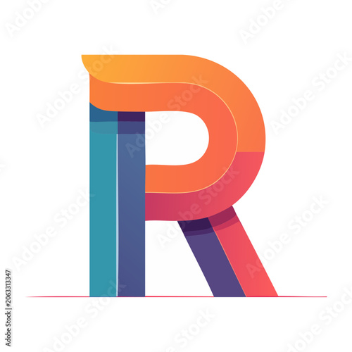 Colorful flat design letter R illustration