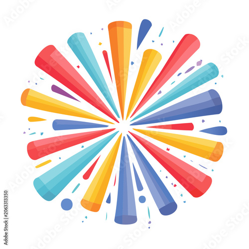 Colorful Radial Fireworks Illustration