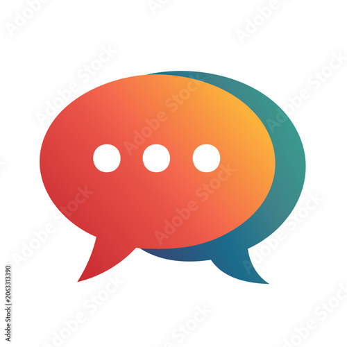 Colorful speech bubble icon with three dots
