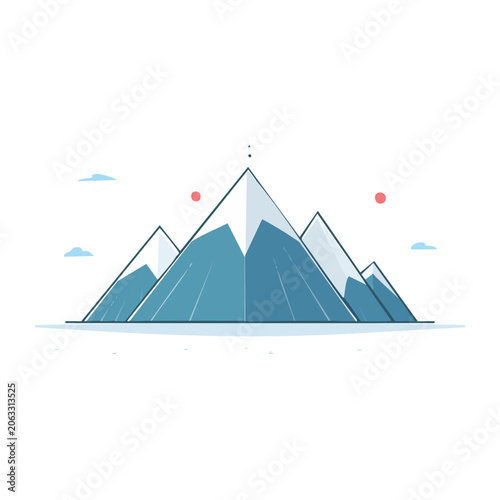 Flat Design Mountain Range Illustration