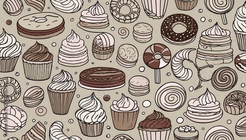 doodle sweets seamless pattern