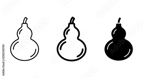 Foto Gourd Icons Set, Outline and Solid Fill Vector Graphics, Organic Shape Illustrat