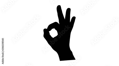 Photos Ok hand gesture silhouette against a white background