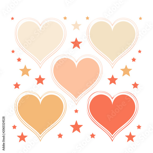 Red heart pattern with stars vector