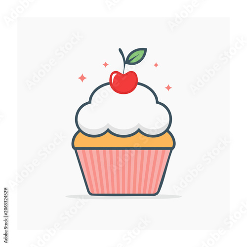 Strawberry gift box with ribbon flat design