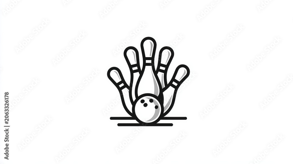 Fototapeta premium Bowling Pin Game Icon Vector Isolated on White Background Sport Pictogram
