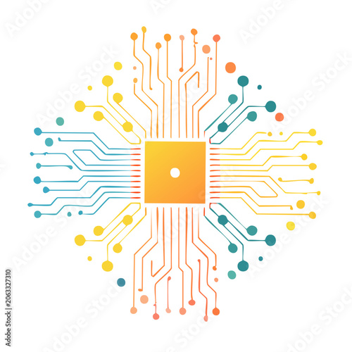 Colorful Circuit Board Illustration