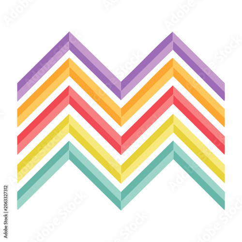 Colorful Chevron Zigzag Pattern on White