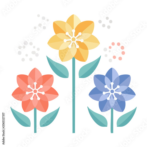 Colorful Flat Design Flowers Illustration