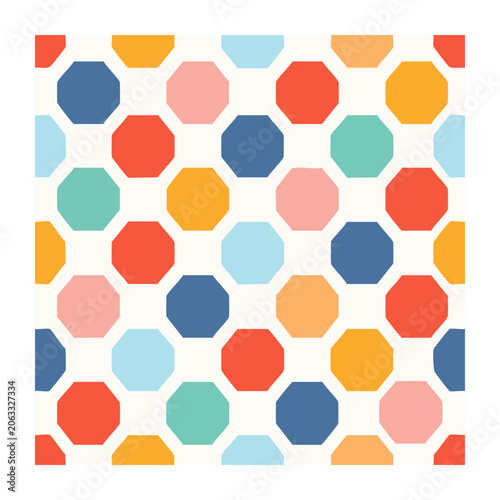 Colorful hexagonal seamless pattern on white
