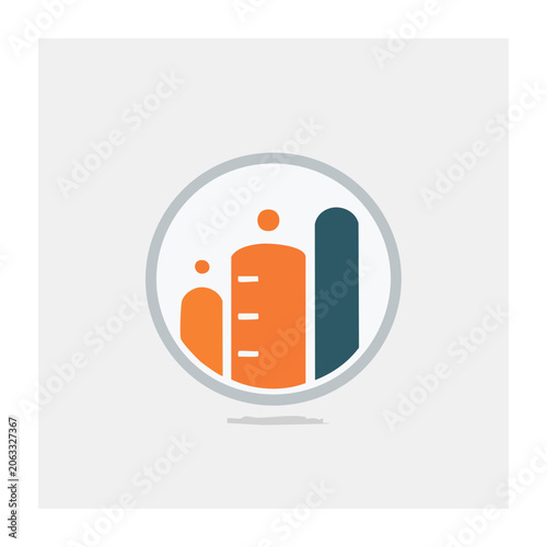 Flat Design Bar Chart Icon in Circular Frame