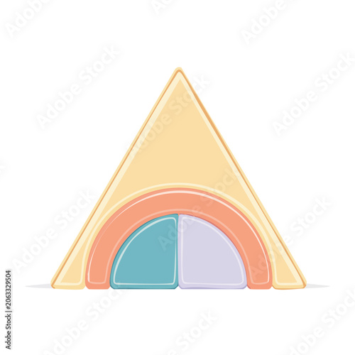 Colorful tent with rainbow arch illustration