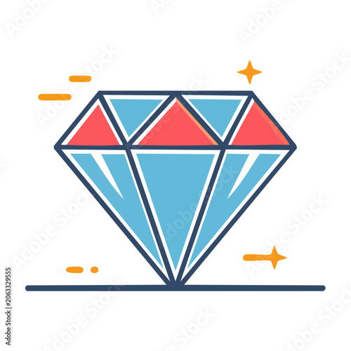 Flat Design Diamond Gemstone Icon