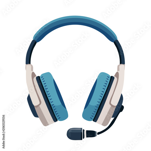 Flat design gaming headset with microphone