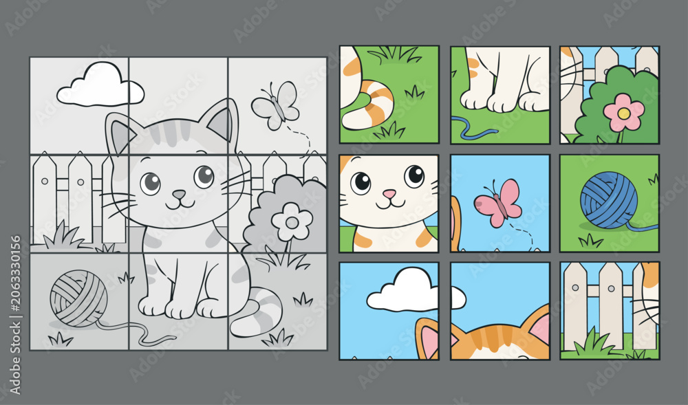 Fototapeta premium puzzle for children cat.eps