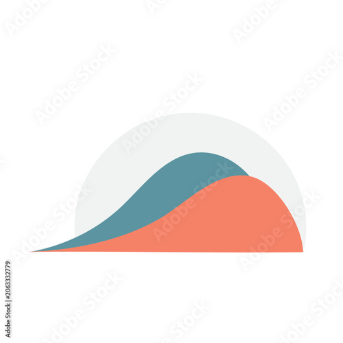 Abstract layered wave icon with gradient colors