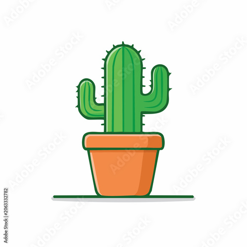Cartoon Saguaro Cactus in Orange Pot