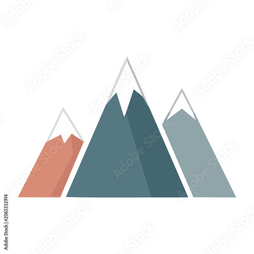 Flat Design Mountain Range Vector Illustration