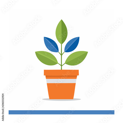 Flat design potted plant icon