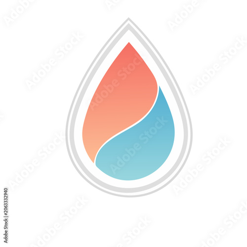 Flat design water drop icon with transparent background